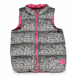Baby GAP Kids Leopard Print Puffer Vest with Pink Inside Size 2T